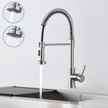 Balimo - Auralum Hochdruck Ausziehbare Küchenarmatur mit Spiralfeder, 360° schwenkbar, mit 2 Auslauffunktionen, Einhebel-Küchenarmatur für Spüle,