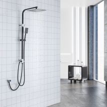 Auralum - Colonne de Douche Noir Sans Mitigeur Système de Douche avec Douchette à Main et Tête de Douche Carré, Ensemble de Douche en Hauteur
