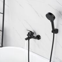 Auralum - klassisch Badewanne Duschset mit 5 Funktionen Handbrause, Schwarze Badewannenarmatur, Duschsystem Duschset für Badewanne und Badezimmer