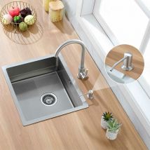 Auralum - Lavello da Cucina Lavorato a Mano 50x43cm Lavello Incasso 1 vasca Inox Lavelli Con Erogatore di Sapone