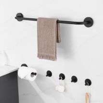 Auralum Max - Edelstahl Handtuchhalter 6-teiliges Set, 4 Stück Handtuchhaken, Bad Handtuchstange, Toilettenpapierhalter, 2 Arten der Installation,