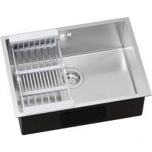Auralum Max - Fregadero de cocina de acero inoxidable 60 x 44 cm, fregadero de cocina para muebles bajos a partir de 65 cm, fregadero de acero