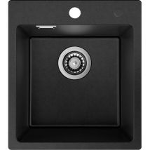 Granitspüle 40 x 45 cm Spülbecken Granit, Küchenspüle klein Granit Einbauspüle mit Siphon Ab- und Überlaufgarnitur - Auralum Max