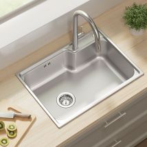 Auralum Max - lavello da cucina 62 x 45 cm Lavello in acciaio inox Lavello da incasso Lavello con 2 fori di montaggio, trattamento superficiale nano