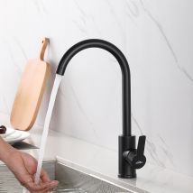 Auralum - Mitigeur Cuisine Noir en Laiton Bec Haut Poivotant 360° Robinet Évier Mousseur Démontable à Eau Chaude et Froide pour Evier Cuisine
