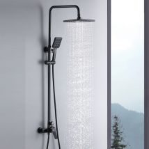 Columna de ducha con mezclador mecánico , Conjunto de ducha con Cuadrado Rociadores de ducha y Ducha de Mano, Altura Ajustable de 90 a 124 cm