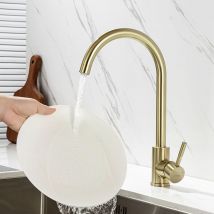 Lonheo Robinet Cuisine, Mitigeur Evier Flexible Rotatif à 360°, Mitigeur Cuisine Acier Inoxydable avec Aérateur Démontable, Doré Brossé