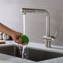 Lonheo Robinet de Cuisine en Acier Inoxydable Robinet de Cuisine Pivotant à 360° avec Haut Jet Extensible, Robinet d'Evier en Acier Inoxydable avec