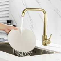 Mitigeur de Cuisine Doré Rotatif à 360° Robinet Cuisine 7-Forme en Acier Inox avec Barboteur démotable, Mitigeur à Eau Froide et Chaude pour évier