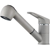 Auralum - Robinet de Cuisine Rotatif 360° Mitigeur Cuisine Gris avec Douchette extractible, 2 Modes Jet et Aérateur démontable
