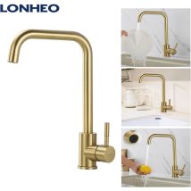 Rubinetto Cucina Oro Girevole a 360 gradi Miscelatore Monocomando con gorgogliatore rimovibile Miscelatore