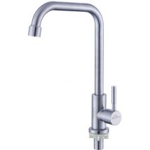 Auralum - Rubinetto da Cucina ad acqua fredda, Rubinetto Cucina Singolo Fredda Girevole a 360° Rubinetto Dell'Acqua Fredda in Acciaio inox spazzolato