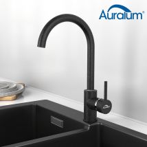 Auralum - Rubinetto da Cucina Colore Miscelatore Monocomando 360 Grado Rotazione superficie in pietra di quarzo Nero