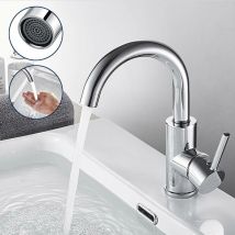 Auralum - Grifo de Lavabo Cromo, Giratorio a 360° Grifo Lavabo de Laón, Mezclador Monomando para Lavabo con aireador desmontable, Adecuado Para Baños