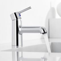 Auralum - Rubinetto lavabo con bocca bassa 46mm Cromato, Rubinetto del Bagno per Fredda e Calda Regolabile, Miscelatore monocomando per lavabo,