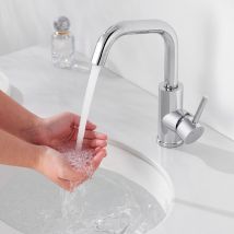 Auralum - Rubinetto Lavabo Bagno ad alta pressione Cromato, Rubinetto Bagno Girevole a 360 Miscelatore Lavabo Bagno, Risparmio idrico, Acqua calda e