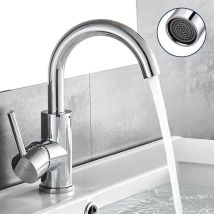 Auralum Rubinetto Lavabo Girevole a 360 Gradi, Miscelatore Monocomando Alto Ottone, Rubinetto Bagno Lavabo con Aeratore Rimovibile y Mangueras 60CM
