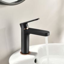 Auralum Rubinetto Lavabo Nero, Monocomando Miscelatore per Bagno in Ottone, Rubinetti Bagno con aeratore rimovibile