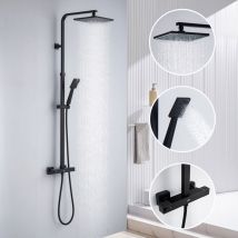 Schwarz Duschsystem Mit Thermostat Regendusche Duscharmatur Duschset Dusche Duschsäule - Auralum