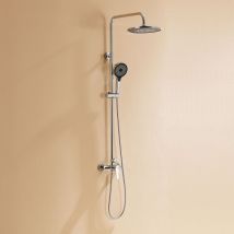 Auralum - Set doccia con Miscelatore con soffione tondo 26cm, doccetta tonda 108mm, e Doccetta tondo 12,5cm, Colonna doccia regolabile in altezza