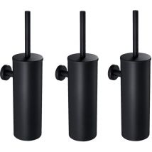 3st Auralum Toilettenbürste Schwarz Wc Bürste Mit Halter Toilettenbürste Mit Bürstenhalter Schwarze Wandtoilette Für Badezimmer Aus Edelstahl