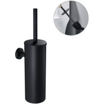 Auralum - Edelstahl WC-Bürste und Behälter Toilettenbürsten Toilettenbürstenhalter WC-Garnitur Klobürste mit Längere Griff, Schwarze Toilettenbürste