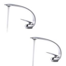 Auralum - 2er Set Waschtischarmatur in Chrom, Bad Armatur Einhebelmischer Mischbatterie Waschbeckenarmatur für Badezimmer