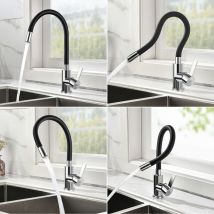 Hochdruck flexible Küchenarmatur 360° Drehbar Küchenmischbatterien Schwarz Einhandmischer flexibler Wasserhahn für die Küche - Auralum