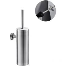 Auralum - Portascopino wc Bagno in Acciaio Inox a Parete Spazzolato Scopino Per wc e Supporto con coperchio+manico+spazzola di pulizia a 360o