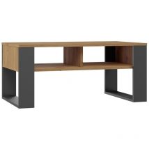 Topeshop - aurea - Rechteckiger Couchtisch im Loftstil - Abmessungen 90x58x50 cm - Couchtisch mit 2 Regalen