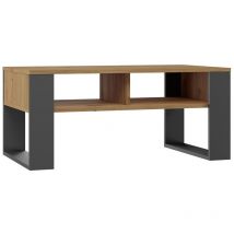 Aurea - Table basse rectangulaire style loft - Dimensions 90x58x50 cm - Table basse avec 2 étagères