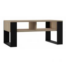 Hucoco - aurea - Tavolino rettangolare in stile Loft - Dimensioni 90x58x50 cm - Tavolino con 2 ripiani