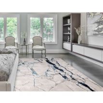 Lord Of Rugs - Aurora AU22 Quake Marbled Rug for Living Room Bedroom Lounge Quality Modern Abstract Soft Silky Shiny Blue Grey Rug in Small 80x150 cm