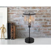 Meinewunschleuchte - Ausgefallene led Tischleuchte mit Rauchglas Stäben, Höhe 37,5cm