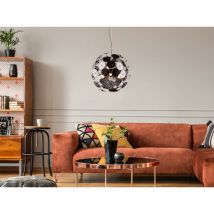 Ausgefallene Pendelleuchte DISCALGO mit Glas Lampenschirm Chrom bedampft Ø 54cm