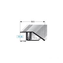 Ausgleichsprofil / Anpassungsprofil für Laminat / Parkett 'Bellingham', für Höhe 15 - 24 mm, 50,5 mm breit, 2-teilig, Aluminium eloxiert,