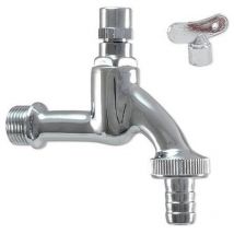 Auslaufventil (wasserhahn) 1/2'' - Verchromt, Mit Schlauchverschraubung 3/4'' - Steckschlüsseloberteil