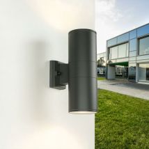Außenwandleuchte Up Down Stendal – Anthrazit – Aluminium, Glas – IP44 – 2x E27 max. 60W – 110mm Breite, 305mm Höhe, 190mm Tiefe