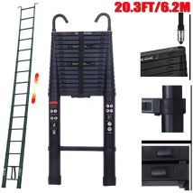 Ausziehbar 6.2m 20.3FT Leitern Aluleiter Teleskopleiter Mit 2X Abnehmbarem Haken