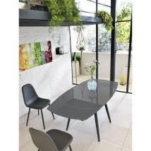 Iperbriko - Ausziehbarer Esstisch aus gehärtetem Glas mit grauer Oberfläche 120/180x90h cm