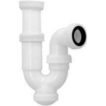 Ausziehbarer gebogener Siphon 'T-31' mit 1 1/2'-Überwurfmutter und Ø40-mm-Auslauf aus weißem pvc