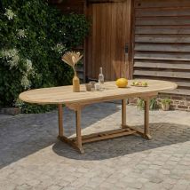 Gartentisch massives Teakholz ausziehbar oval 8/10 Sitze