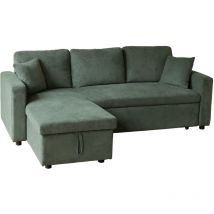 Eck-Couch-Sofa CLARK 3-Sitzer, Cord grün
