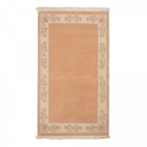 Impalo - Tapis chambre en laine 90x160 beige et rose rectangle fait main