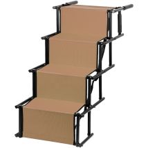 Auto Haustiertreppe Auto Klappbare Haloyo Hundetreppe Stufen Rampe Für Hunde,hunderampe Für Autos,lkws,suvs,treppe Für Große Und Kleine Hunde,braun