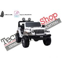 Auto Macchina Elettrica per Bambini jeep fiat Wrangler rubicon 12V 2 Posti con Mp3 - Sedile in Pelle - Bianco