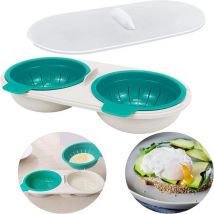 Pocheuse à œufs pour micro-ondes, cuiseur vapeur à double tasse, grande capacité, 2 tasses, ustensile de cuisine, panier à œufs égouttoir, chaudière