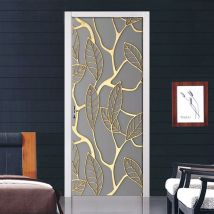 Linghhang - Autocollant de porte effet 3D ligne dorée (77x200cm), autocollant mural intérieur en pvc pour décoration murale salon cuisine chambre
