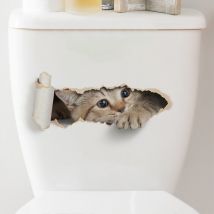 Autocollant De Toilette Chat Trou De Dessin Animé
