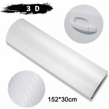 Autocollant de voiture en vinyle, film de fibre de carbone autocollant en vinyle de fibre de carbone film solaire de voiture(Blanc-152 cm x 30 cm)